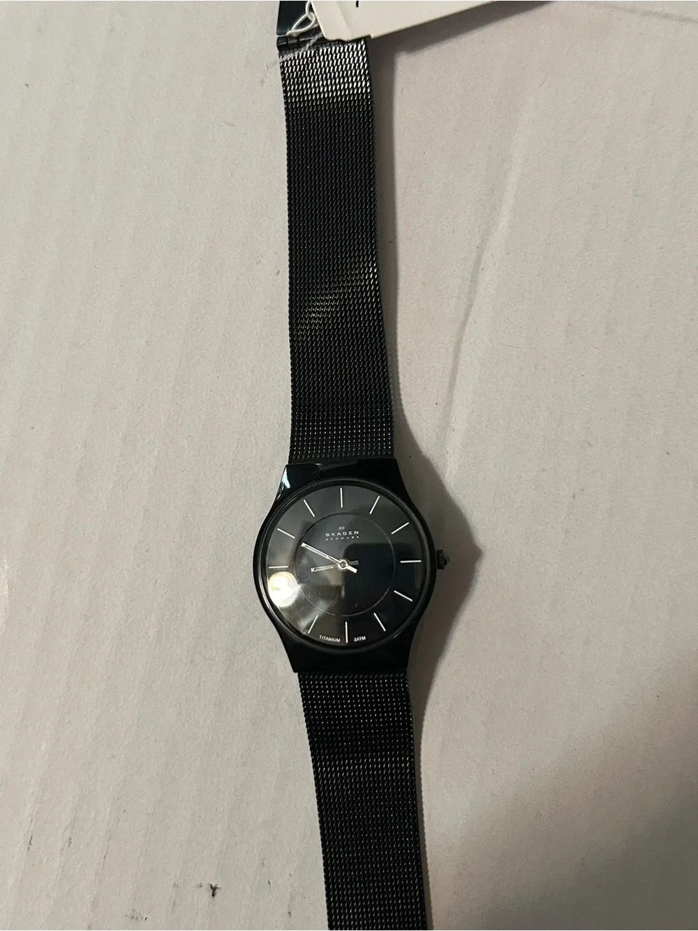 Skagen Black Mesh Band Minimalist Analog Watch